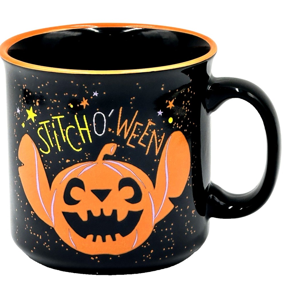 Disney Stitch'O'Ween Mug 20oz Silver Buffalo Halloween Pumpkin Stitch Cup 2025